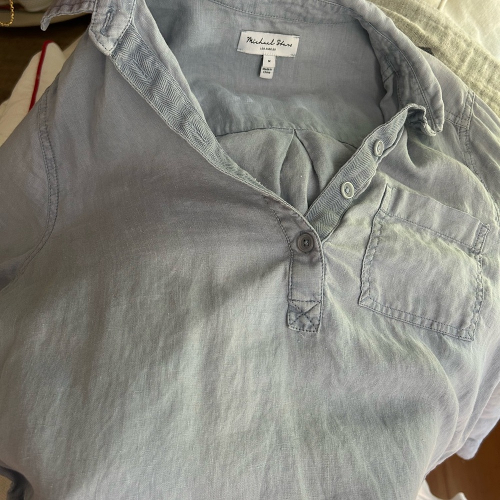 Michael Stars Eleanor Linen Shirt Dress